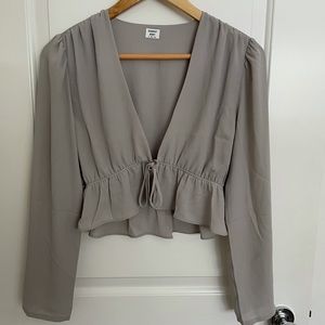 NWT Sunday Best Cropped Front-tie Blouse